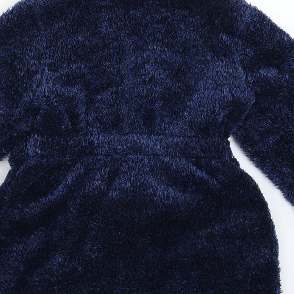 Peacocks Boys Blue Solid Fleece  Robe Size 3-4 Years