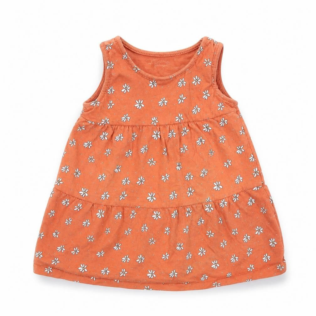 Front view of Primark girls’ beige floral trapeze & swing, size 12-18, months