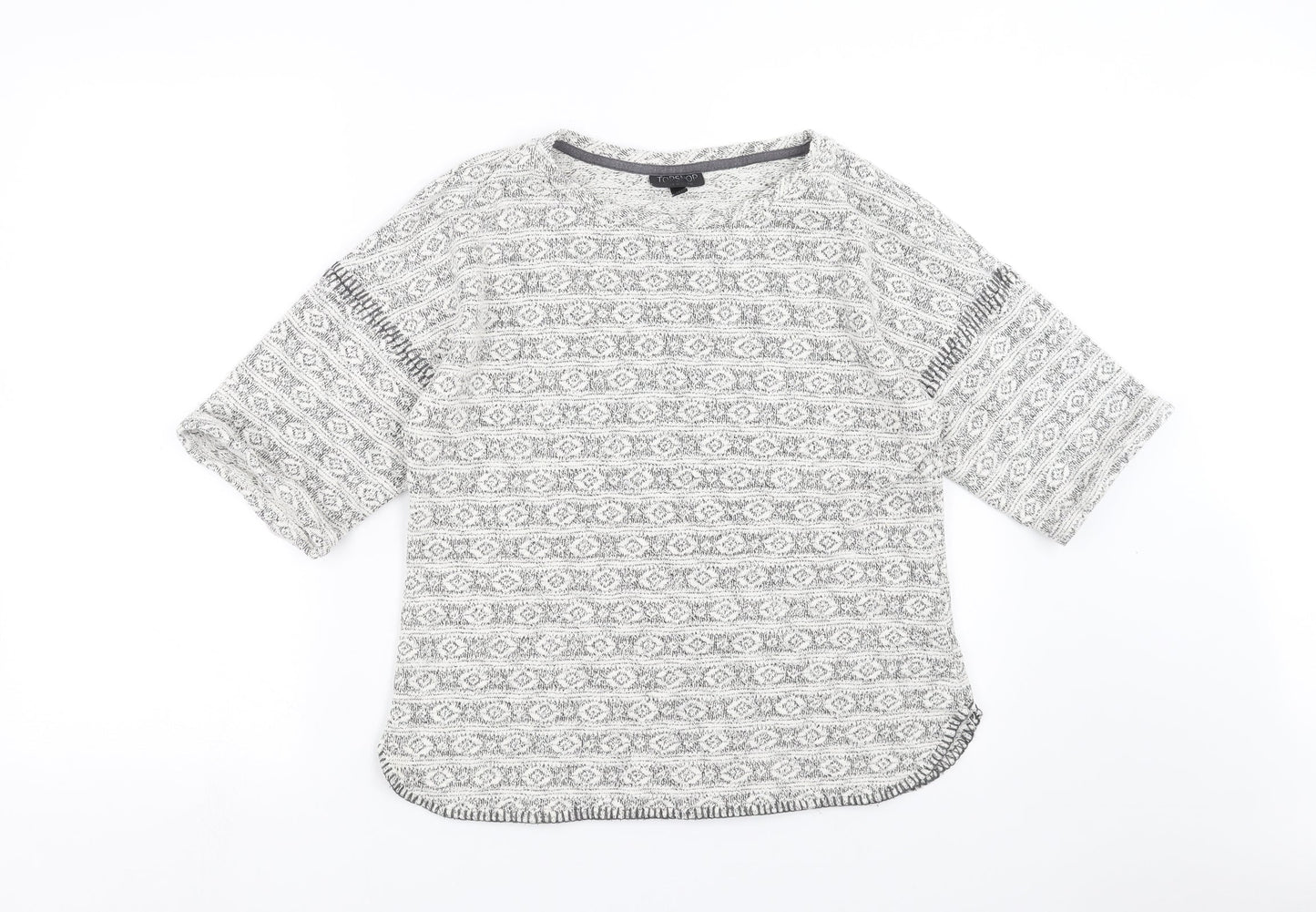 Topshop Womens Grey Geometric  Pullover Jumper Size 12