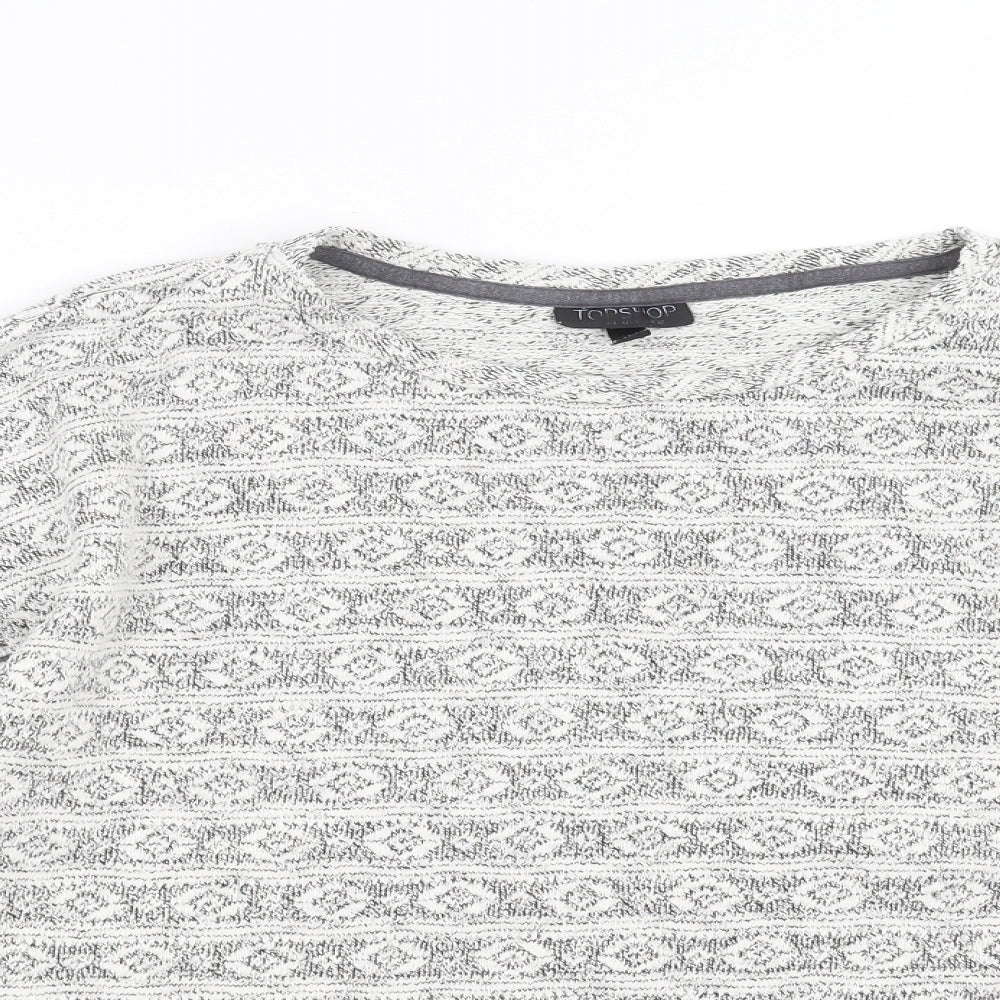 Topshop Womens Grey Geometric  Pullover Jumper Size 12