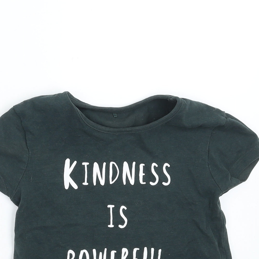 George Girls Black   Basic T-Shirt Size 2-3 Years  - kindness is powerful