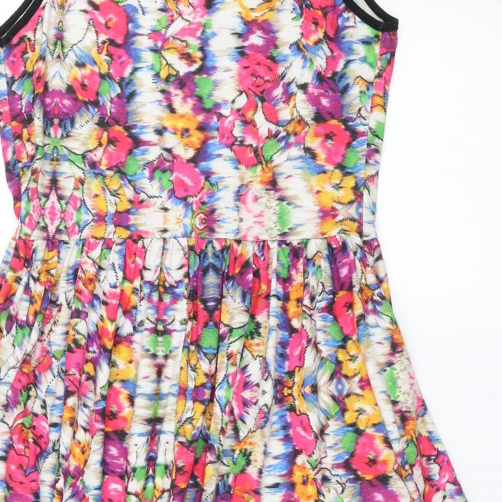 Topshop Womens Multicoloured Floral  Fit & Flare  Size 10