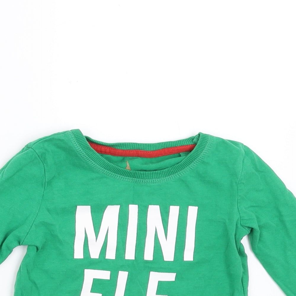 Lily&Dan Boys Green   Basic T-Shirt Size 12-18 Months  - mini elf