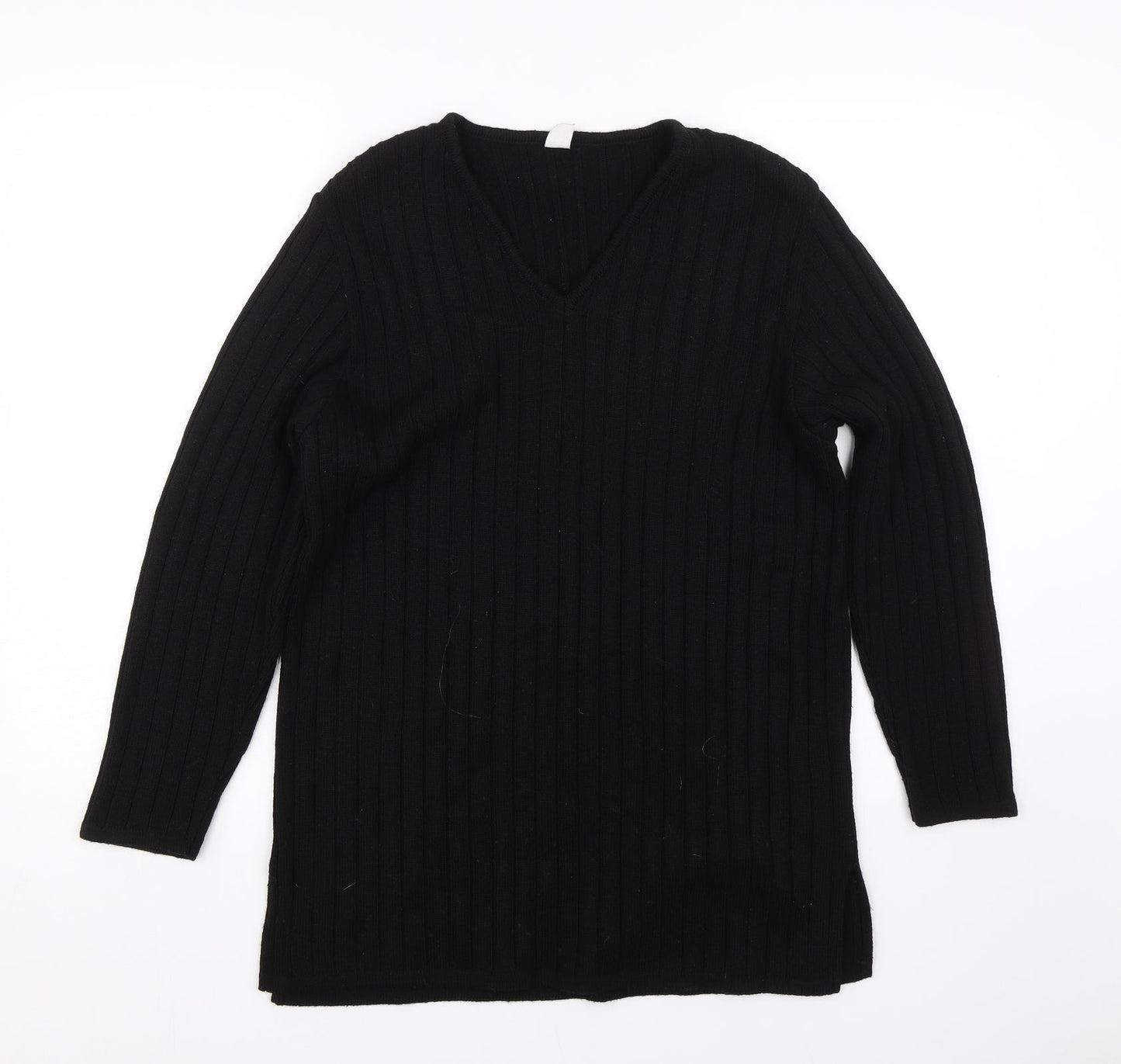 Preworn Womens Black Striped  Pullover Jumper Size 10