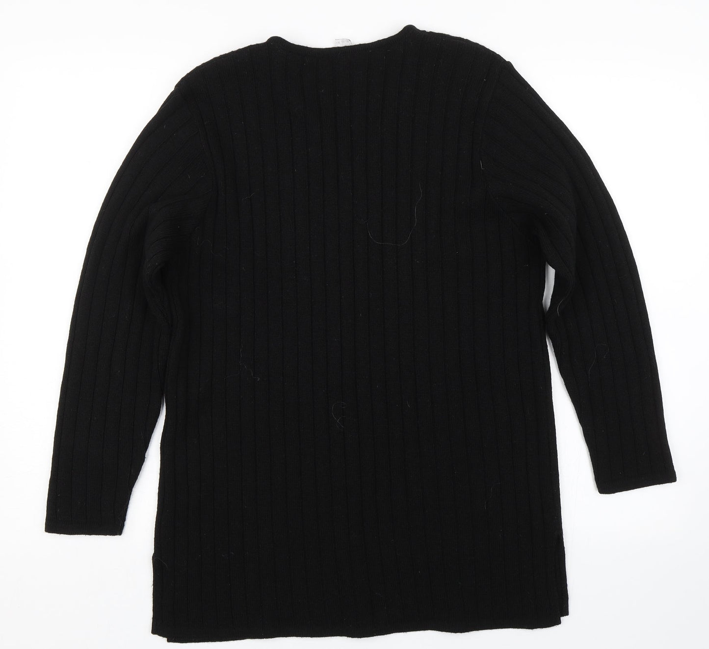 Preworn Womens Black Striped  Pullover Jumper Size 10