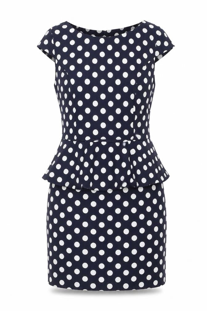 AX Paris Womens Blue Polka Dot  T-Shirt Dress  Size 8