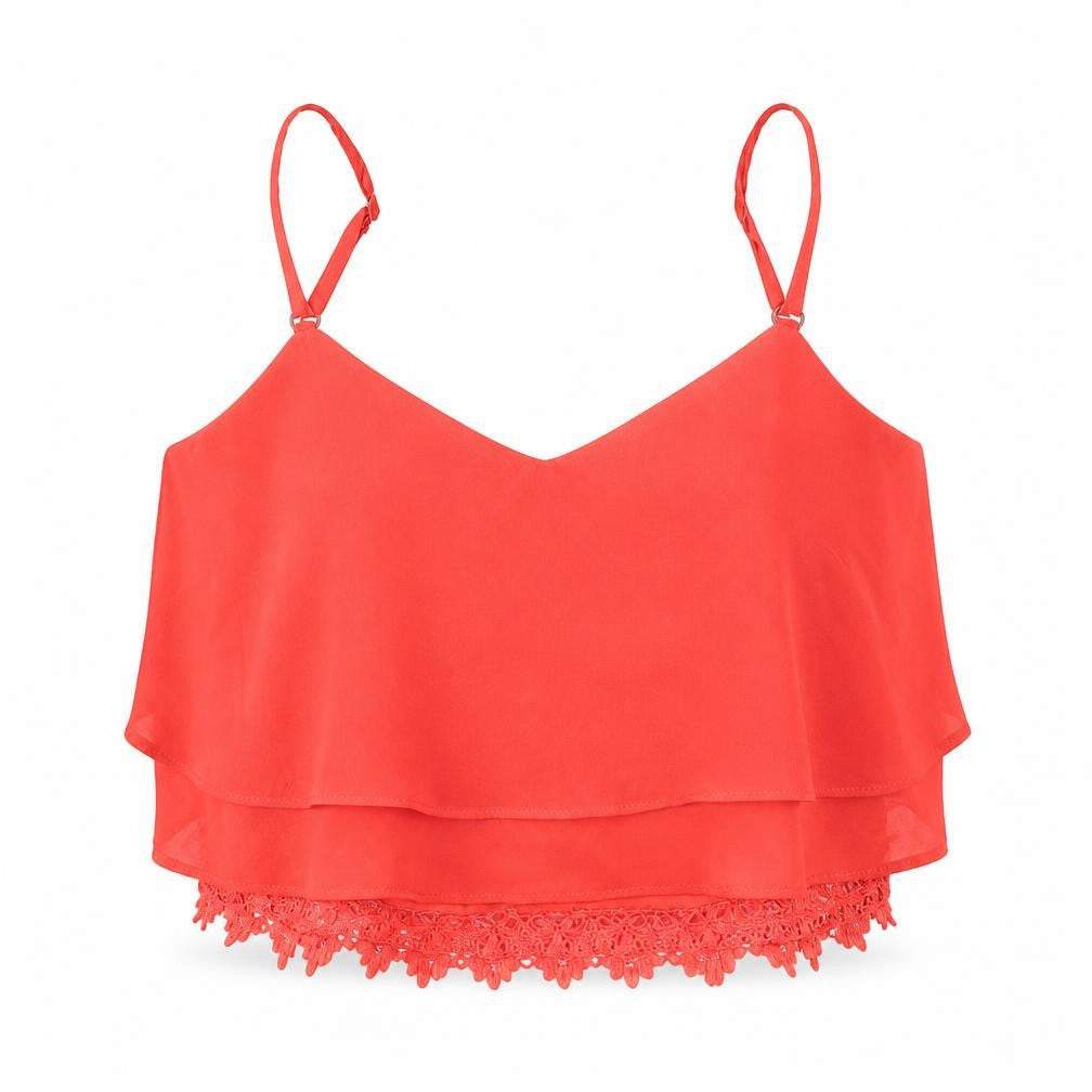 Glamorous Womens Red   Cropped T-Shirt Size S