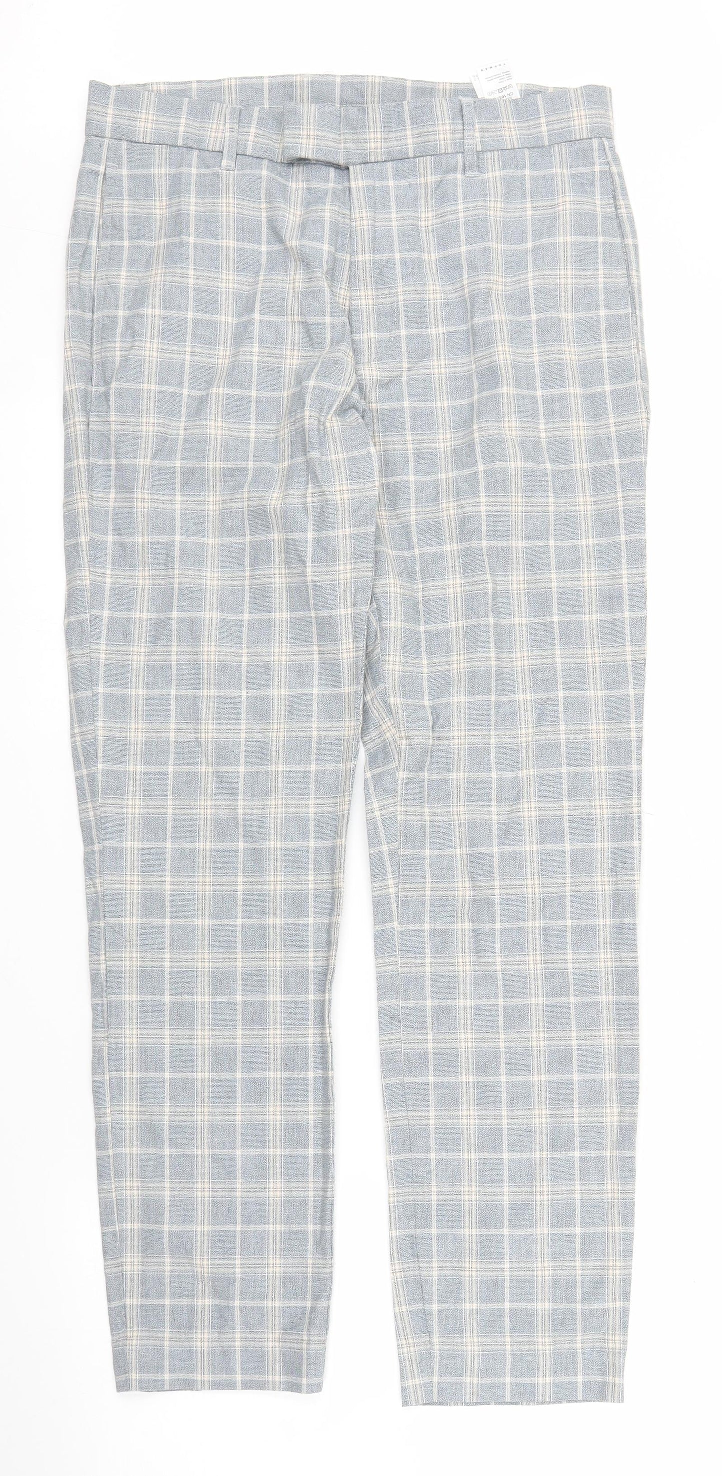 Topman Mens Blue Check  Capri Trousers Size 28 in L27 in