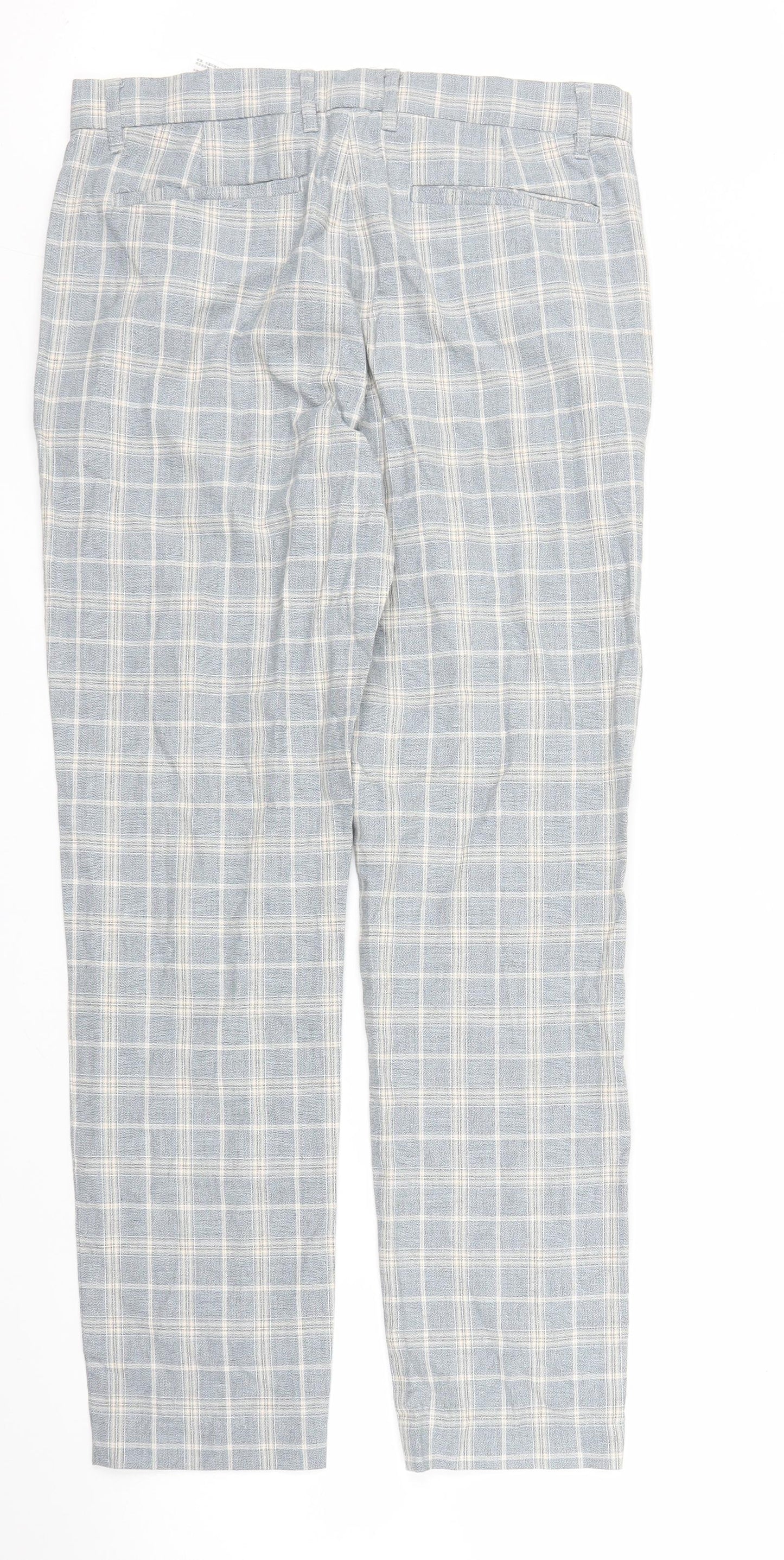 Topman Mens Blue Check  Capri Trousers Size 28 in L27 in