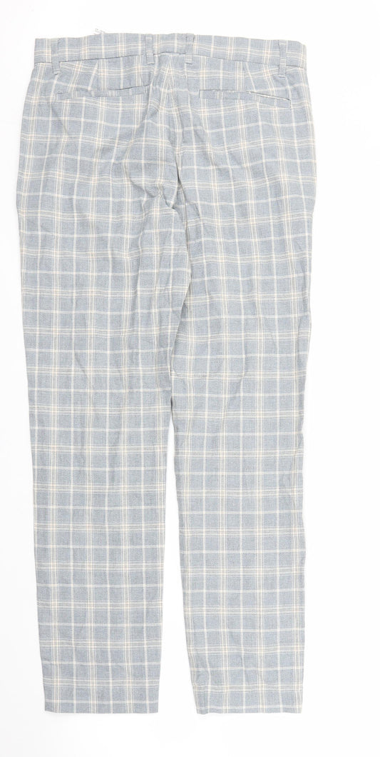 Topman Mens Blue Check  Capri Trousers Size 28 in L27 in