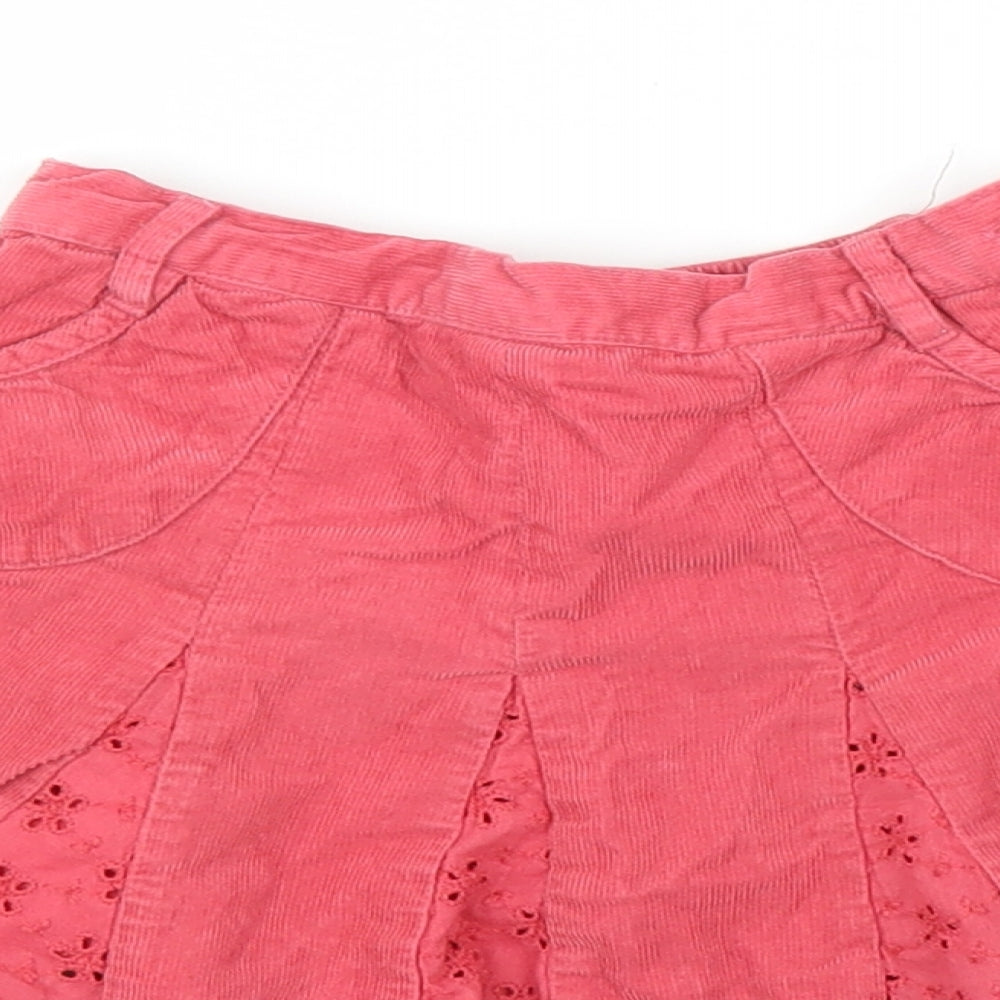 Monsoon Girls Pink Floral Corduroy A-Line Skirt Size 3-4 Years