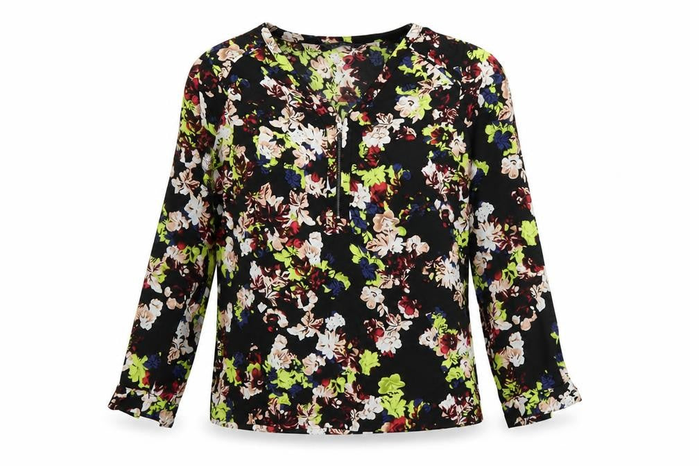 M&S Womens Black Floral  Basic Blouse Size 12