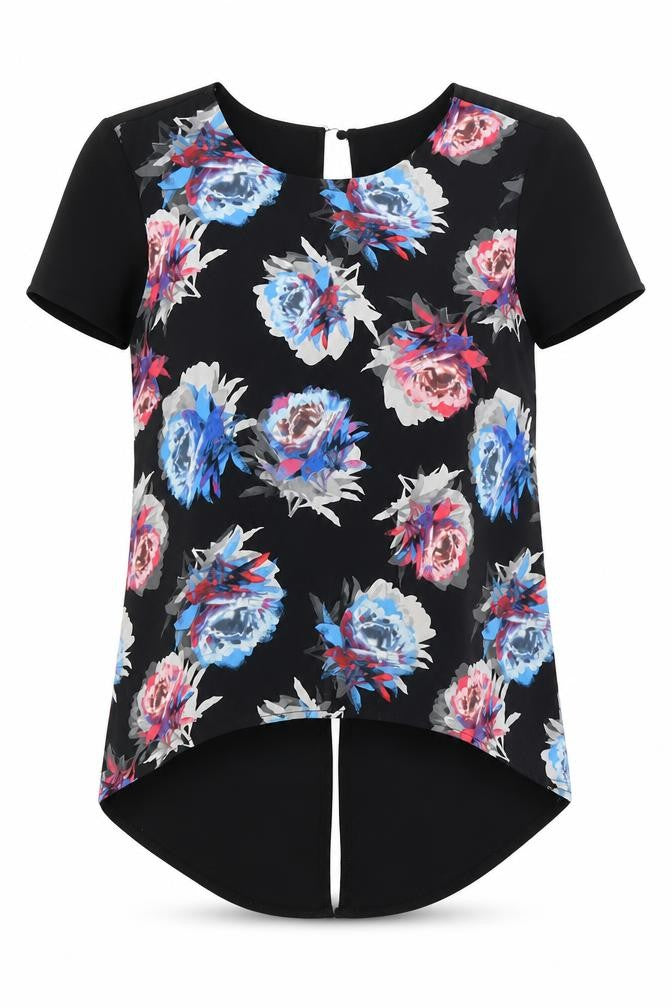 Select Womens Black Floral  Basic Blouse Size 10