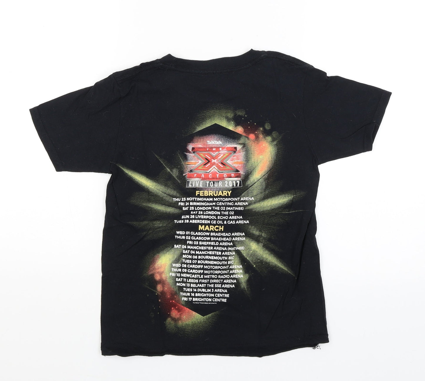 Preworn Girls Black   Basic T-Shirt Size 9-10 Years  - The X Factor Tour 2017