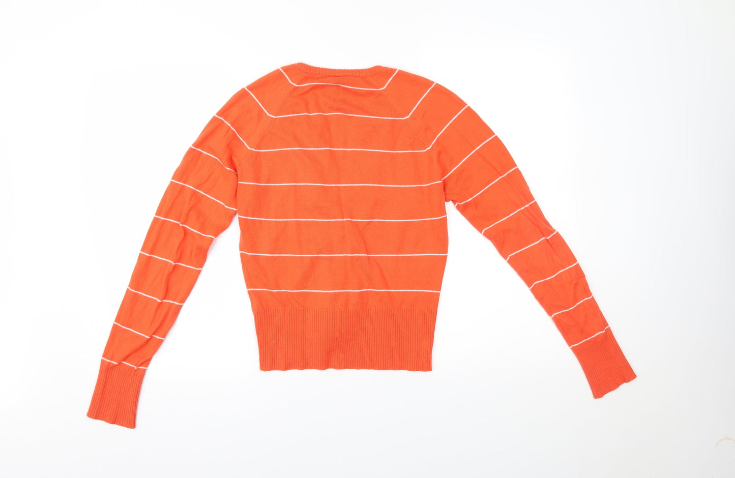 H&M Womens Orange Striped  Cardigan Jumper Size 8