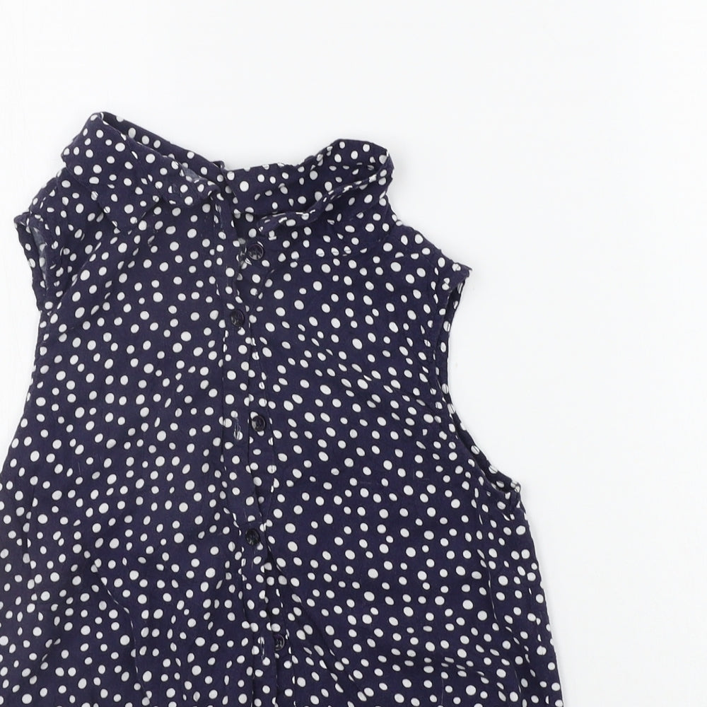 Nutmeg Girls Blue Polka Dot  Basic Button-Up Size 10-11 Years