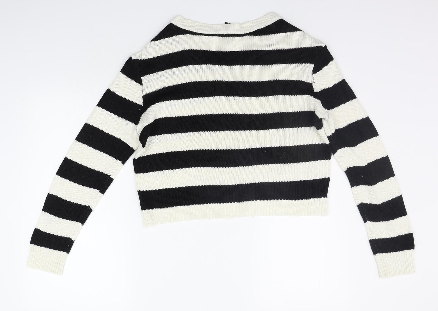 Divided Womens Black Striped  Pullover Jumper Size S