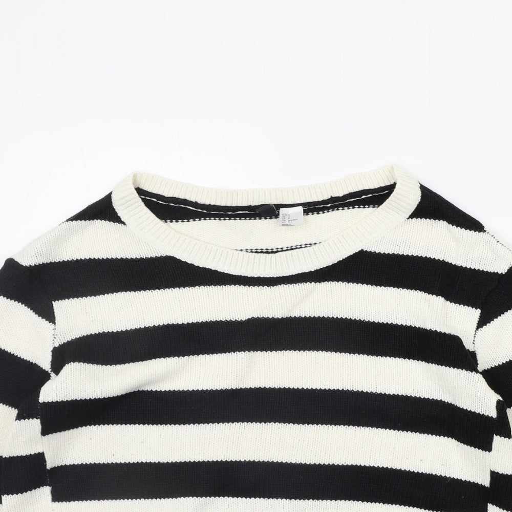 Divided Womens Black Striped  Pullover Jumper Size S
