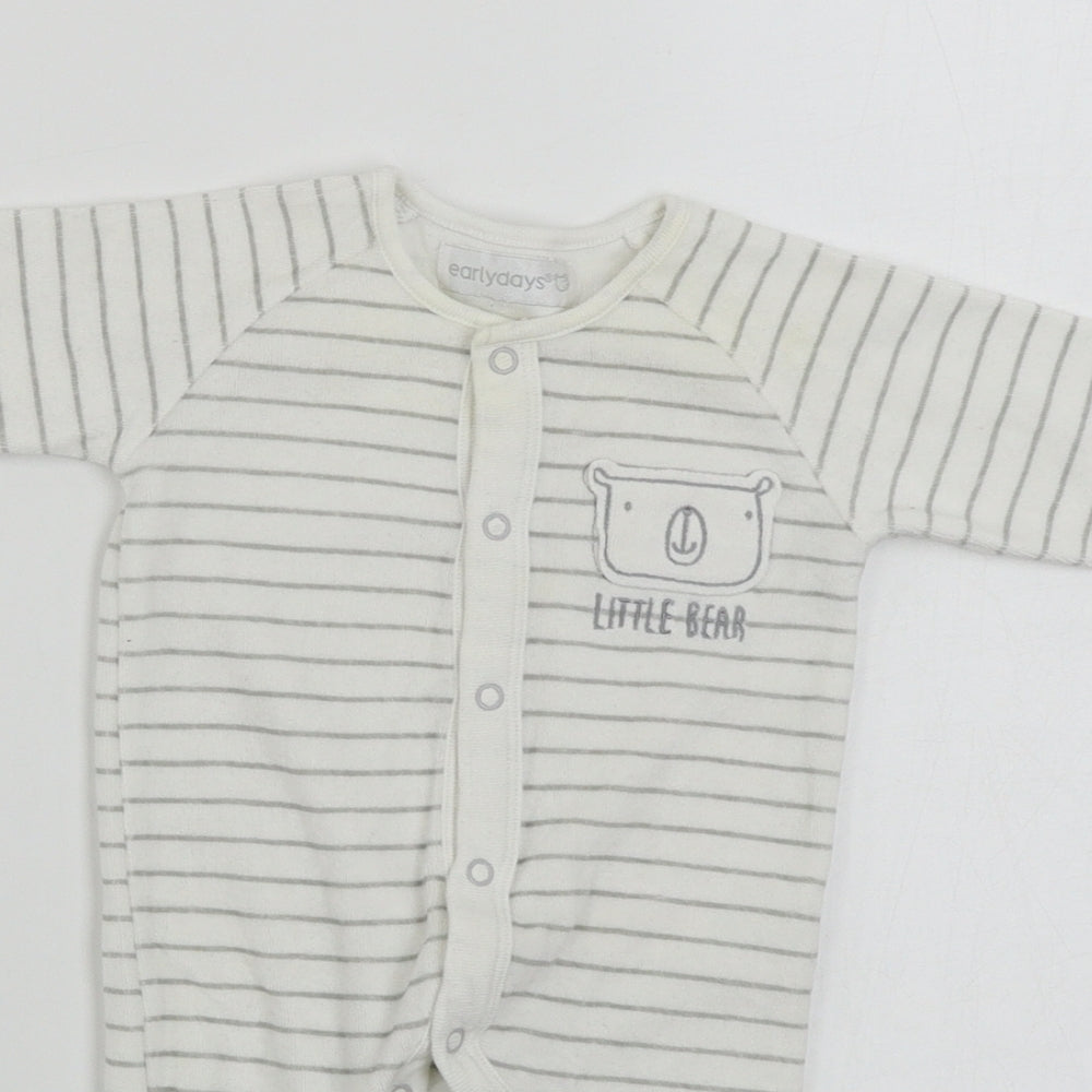 Earlydays  Boys White Striped  Babygrow One-Piece Size 0-3 Months