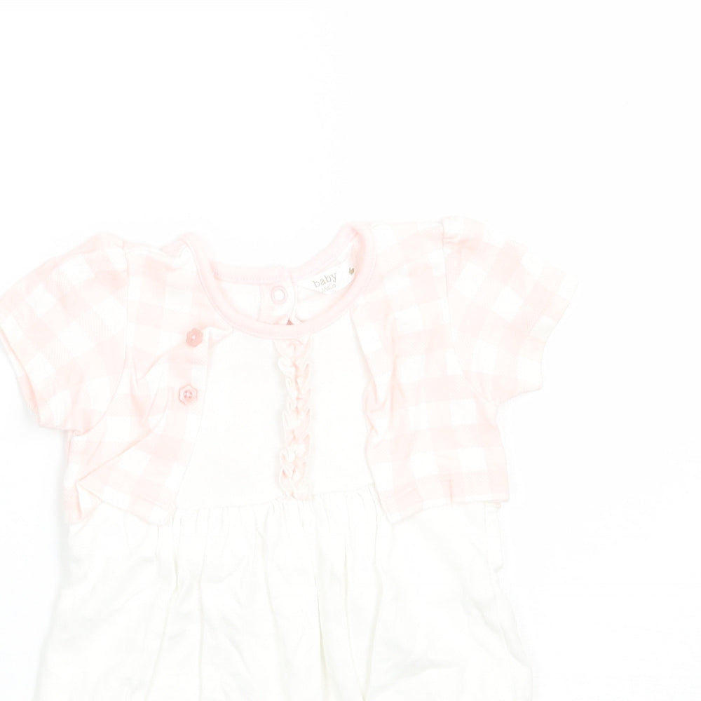 M&Co Girls Pink Check  Babygrow One-Piece Size 6-9 Months