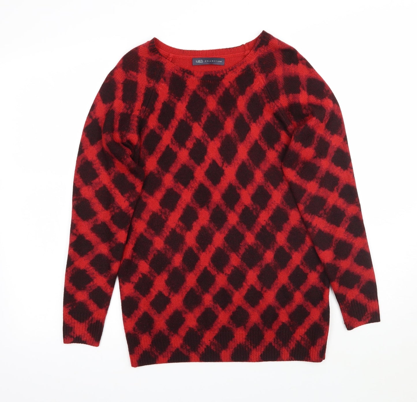 Marks and Spencer Womens Red Geometric  Pullover Jumper Size 10