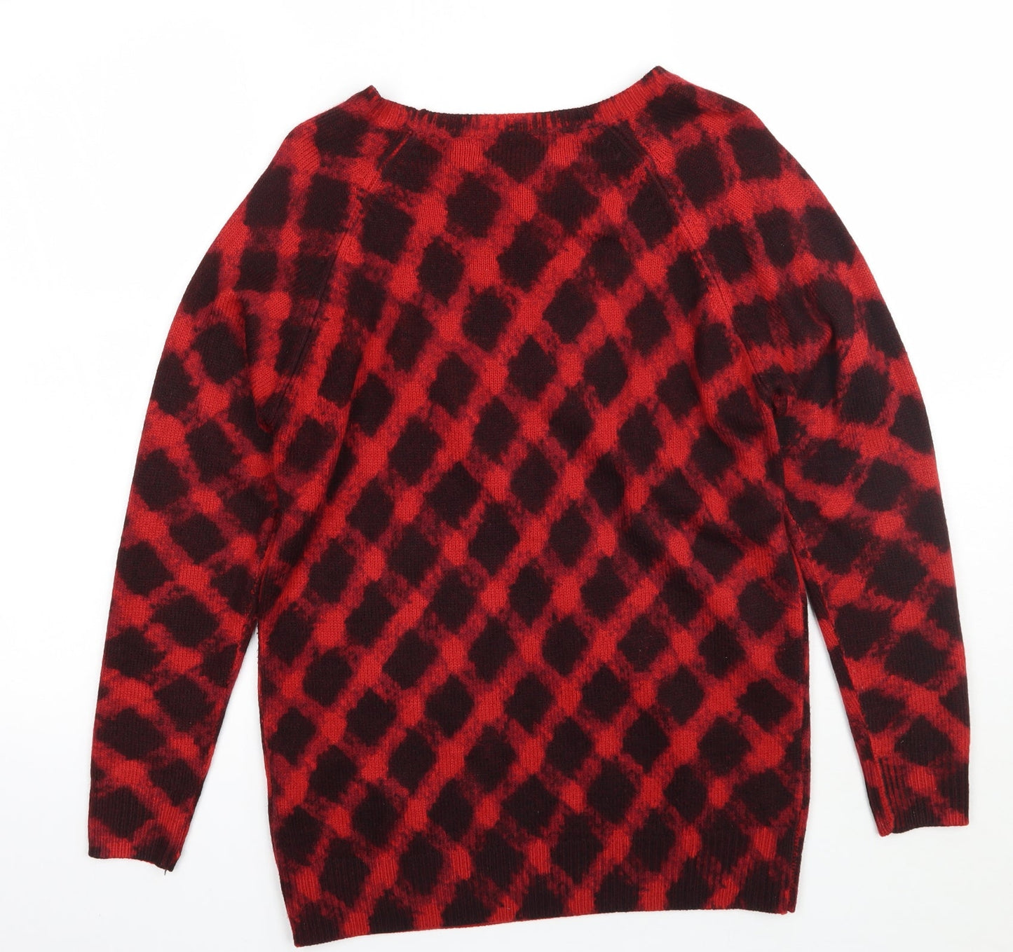Marks and Spencer Womens Red Geometric  Pullover Jumper Size 10