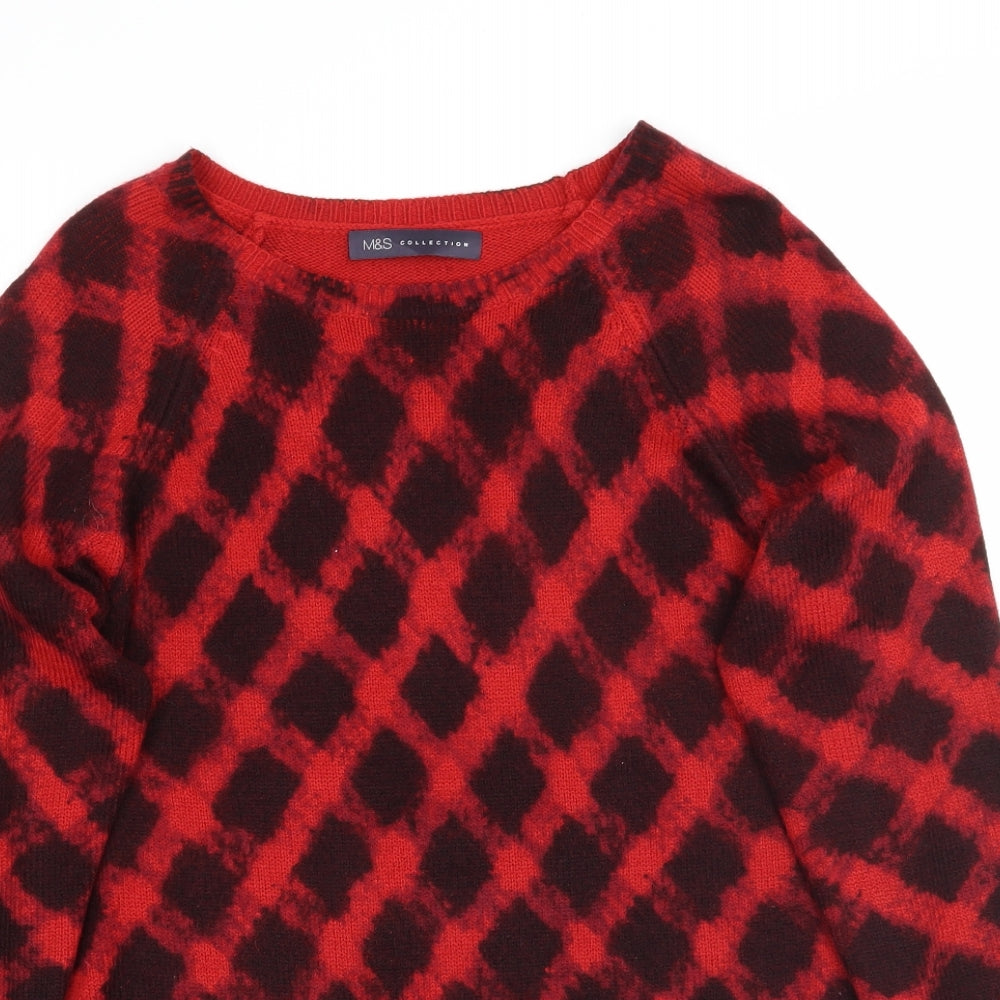 Marks and Spencer Womens Red Geometric  Pullover Jumper Size 10