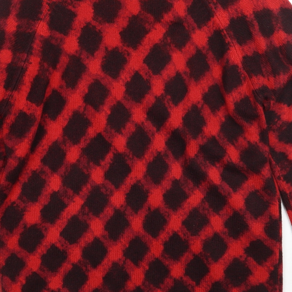 Marks and Spencer Womens Red Geometric  Pullover Jumper Size 10