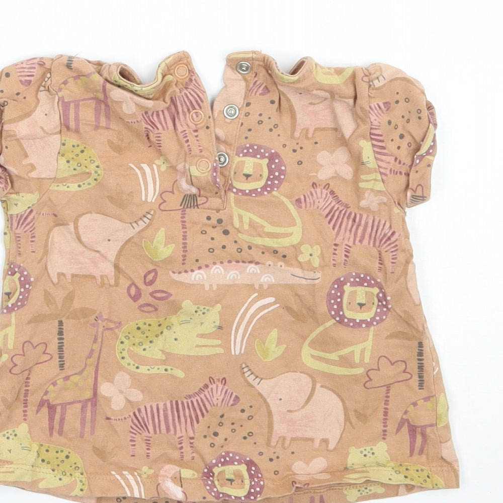 TU Girls Brown Geometric  Basic T-Shirt Size 12-18 Months