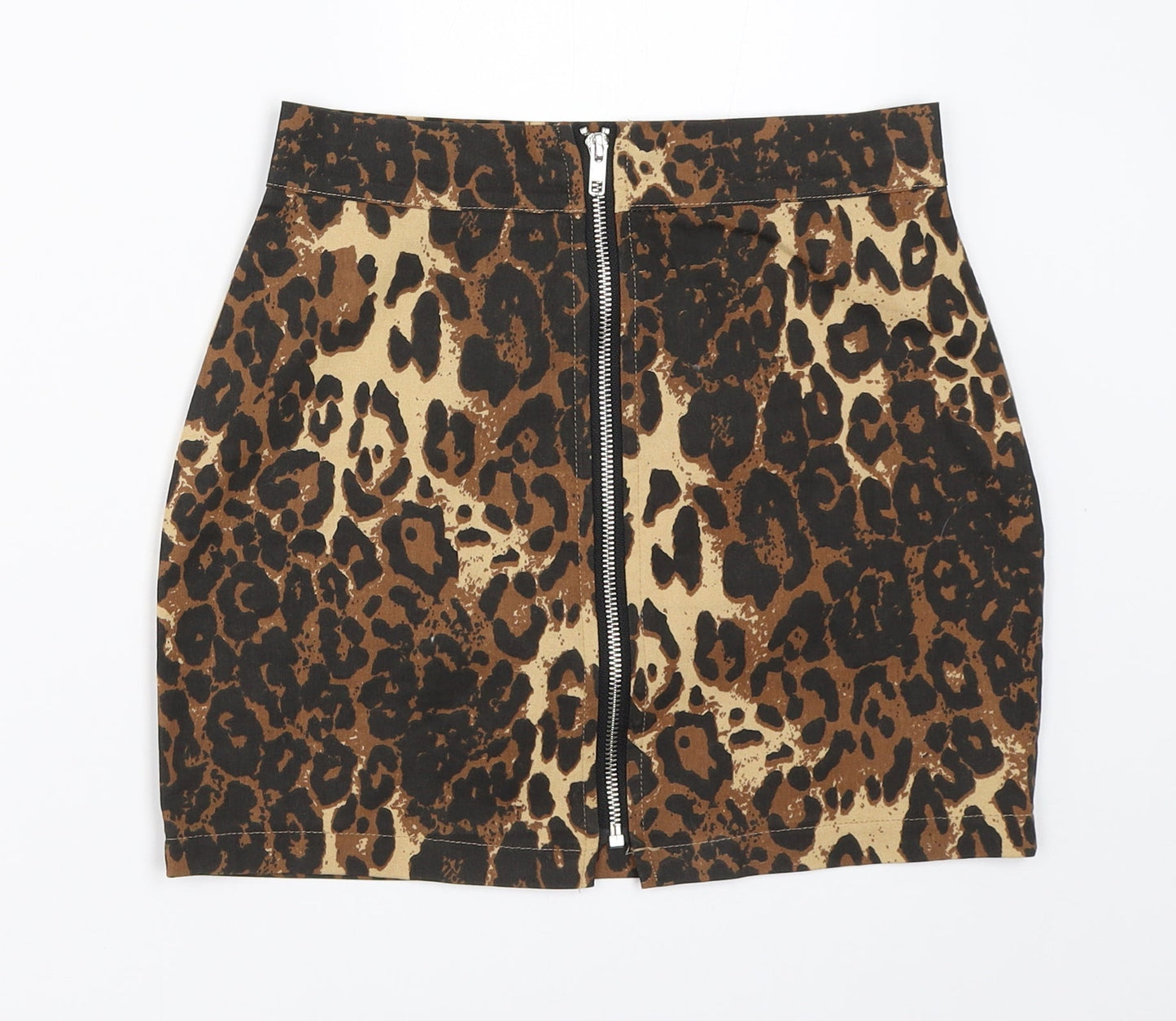 Preworn Womens Brown Animal Print  Mini Skirt Size XS  - leopard Print