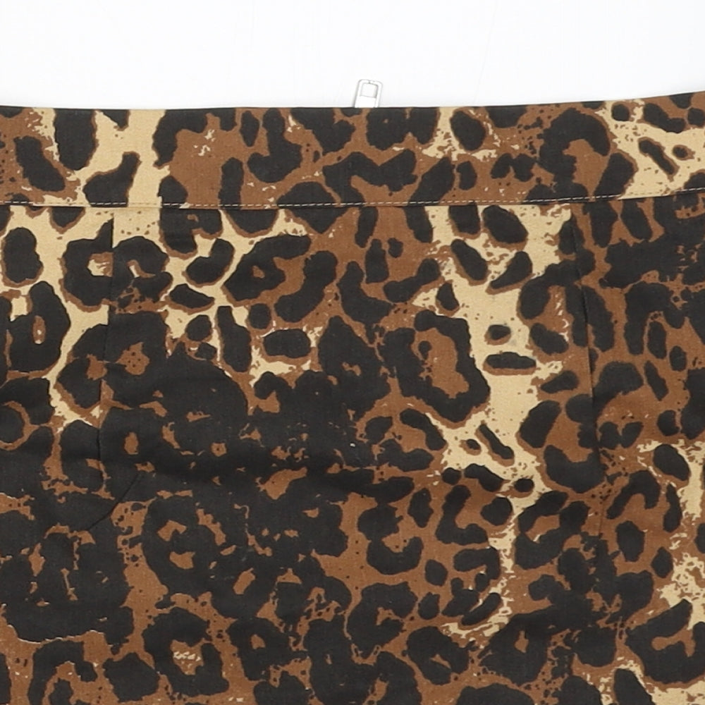 Preworn Womens Brown Animal Print  Mini Skirt Size XS  - leopard Print