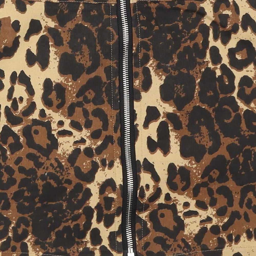 Preworn Womens Brown Animal Print  Mini Skirt Size XS  - leopard Print