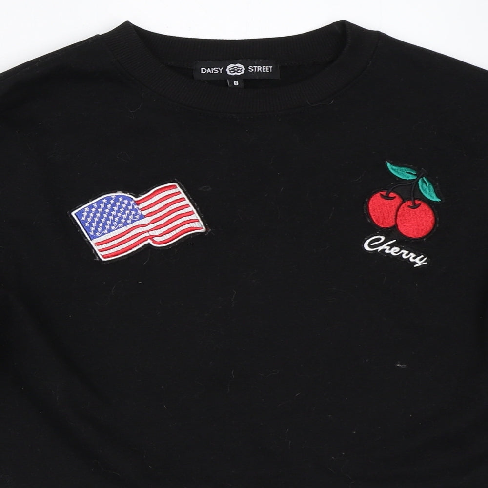 Daisy Street Womens Black   Pullover Sweatshirt Size 8