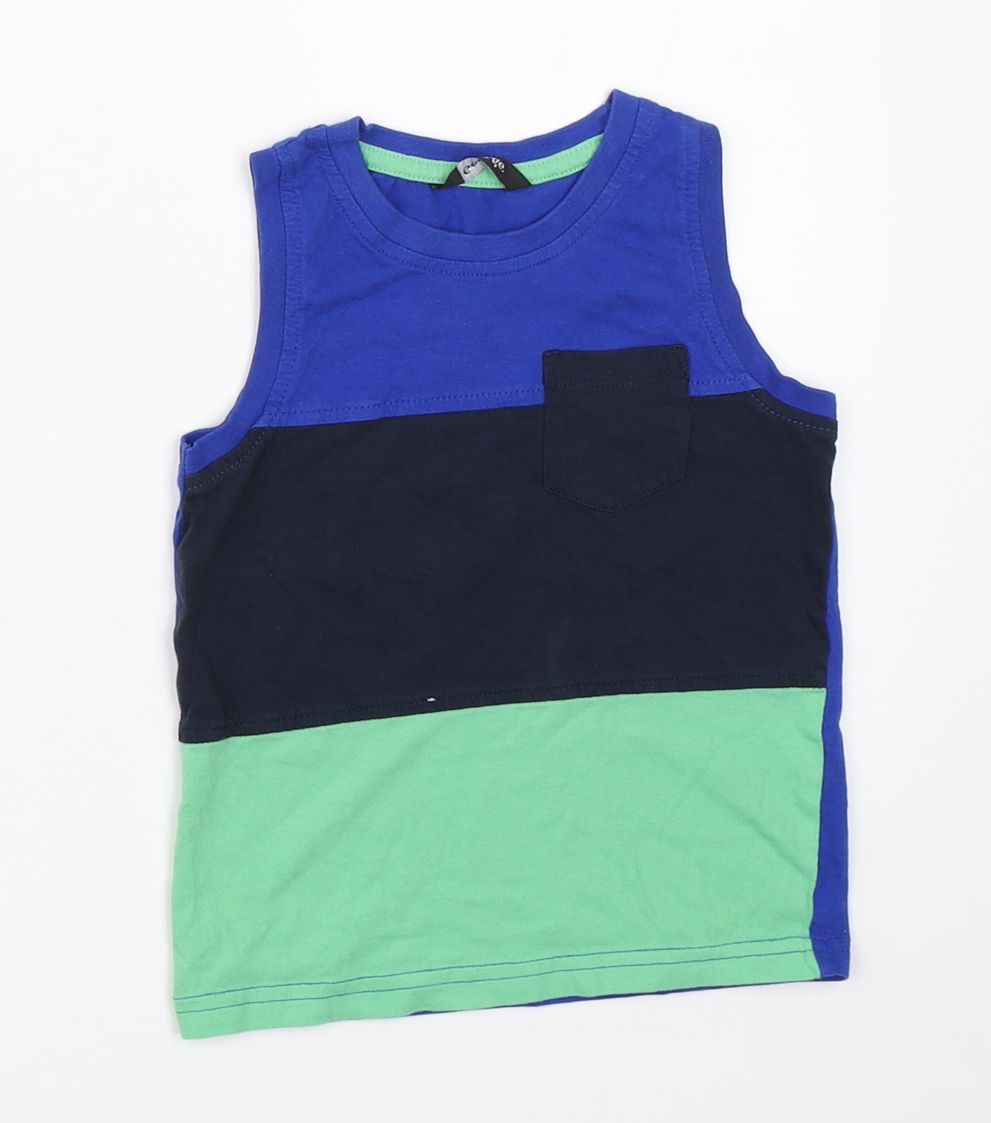 George Boys Blue Colourblock  Basic Tank Size 2-3 Years