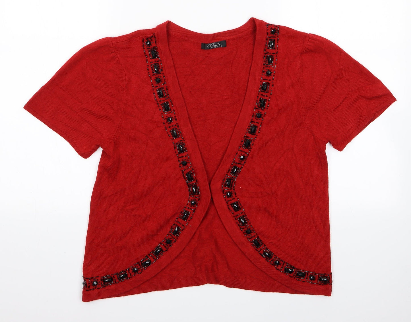 Bonmarché Womens Red   Shrug Jumper Size S  - Red Shrug, Jewelled