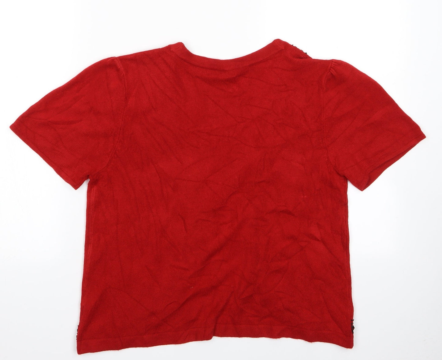 Bonmarché Womens Red   Shrug Jumper Size S  - Red Shrug, Jewelled