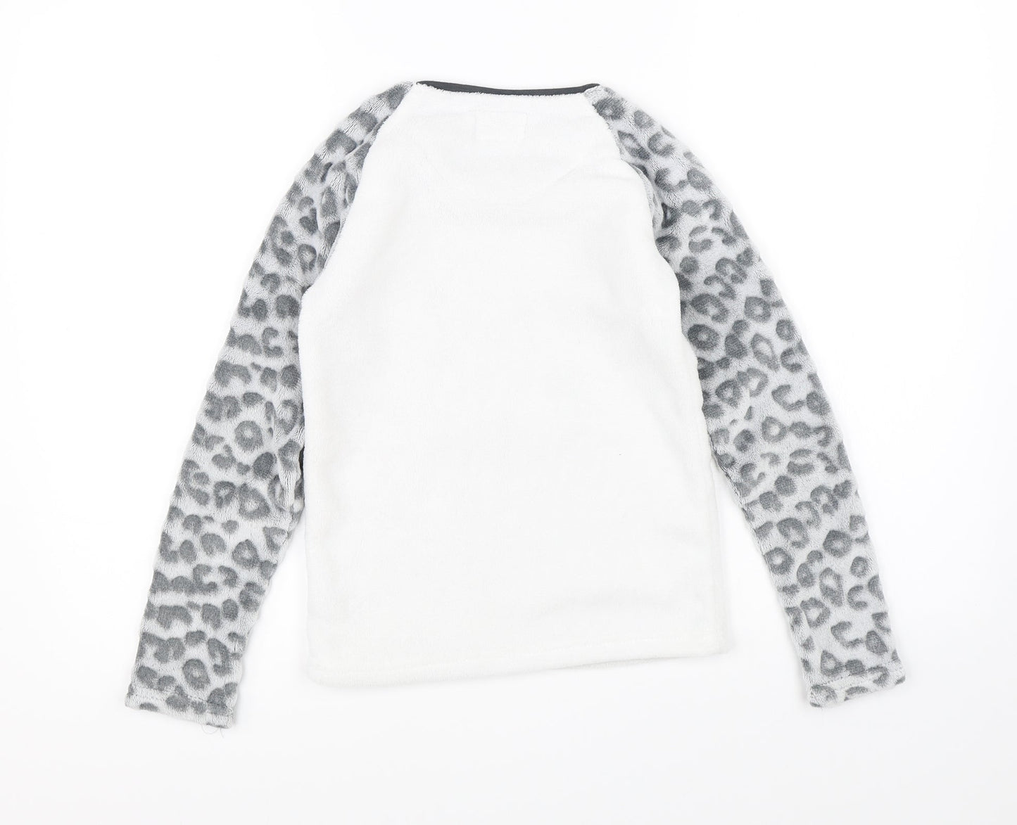 Primark Girls White Animal Print   Pyjama Top Size 9-10 Years  - cat
