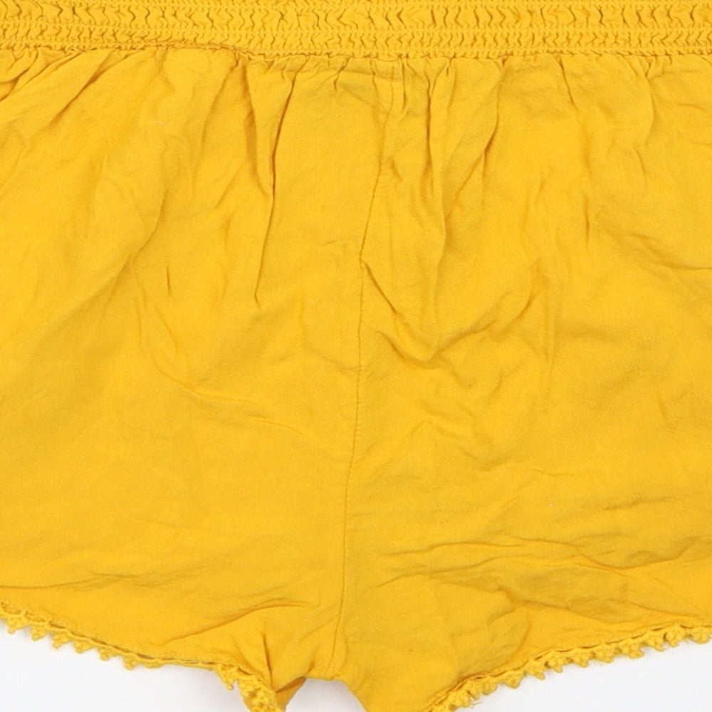 Primark Womens Yellow   Hot Pants Shorts Size 10