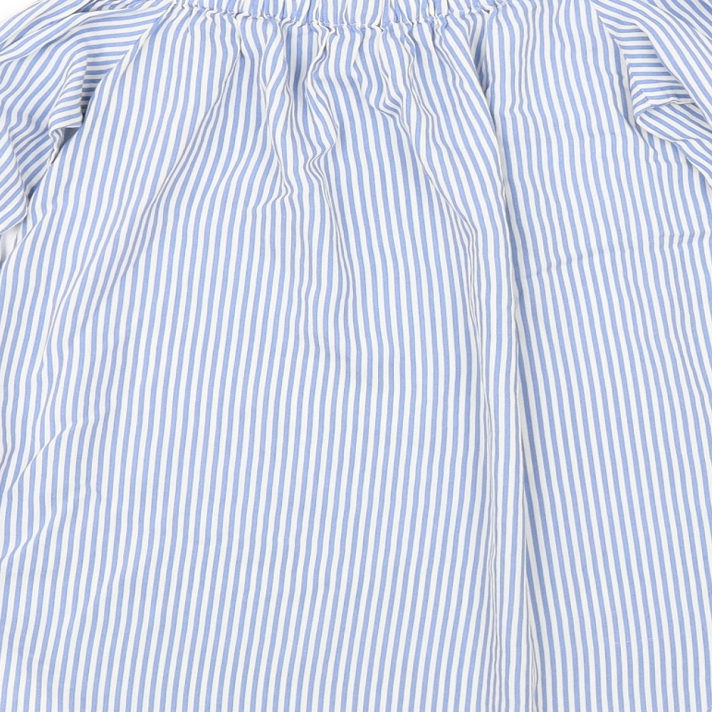 H&M Womens Blue Striped  Basic Blouse Size 4