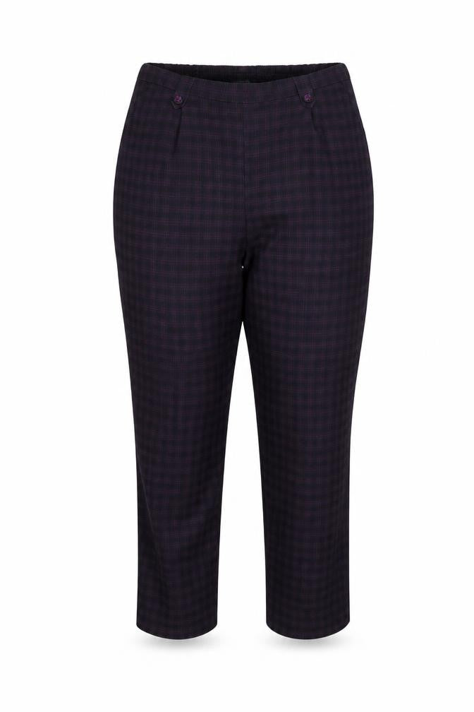 Bonmarché Womens Purple Check Dress Pants Trousers Size 18 L23 in