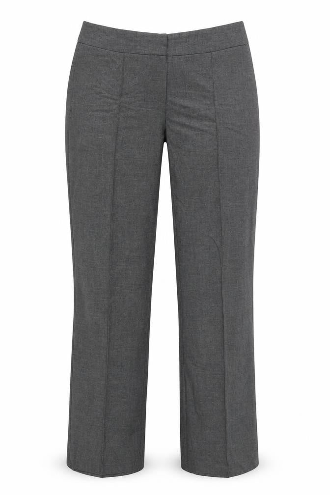 Front view of Linea women’s grey dress pants trousers, size UK 10, 30-inch leg