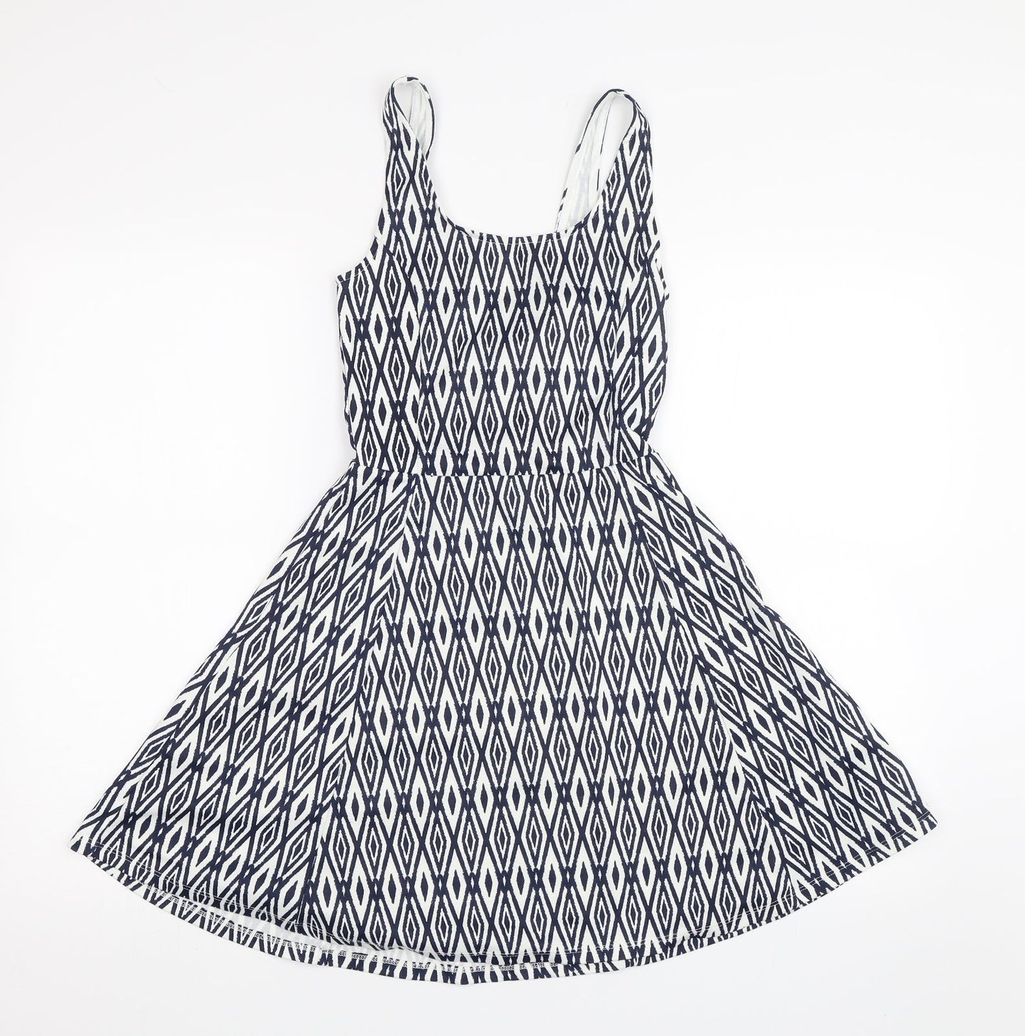 Divided Womens Blue Geometric  Skater Dress  Size 6