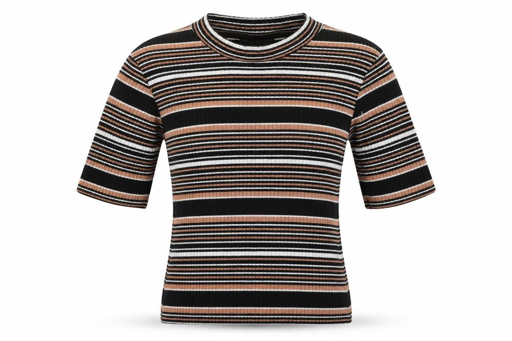 Topshop Womens Black Striped  Basic Blouse Size 8