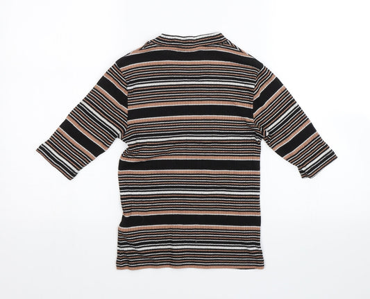 Topshop Womens Black Striped  Basic Blouse Size 8