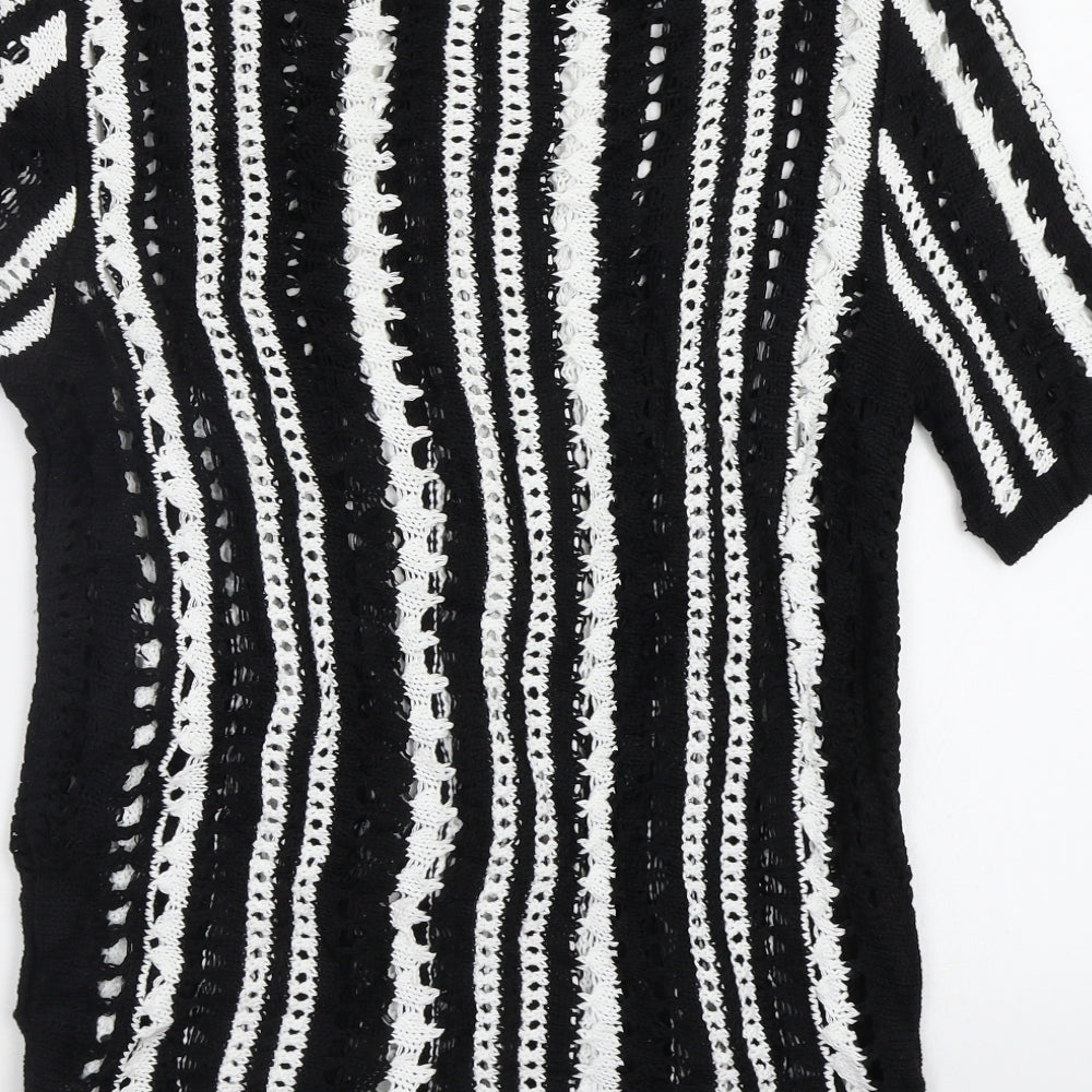 BHM Womens Black Striped  Pullover Jumper Size M