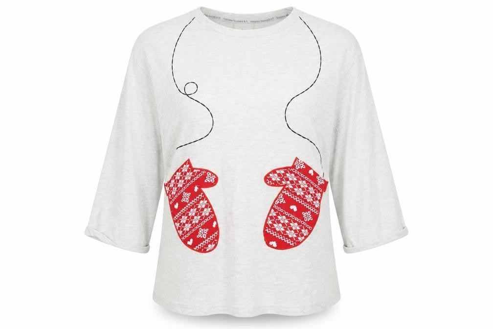 Primark Womens Grey   Top Pyjama Top Size M  - Xmas Top