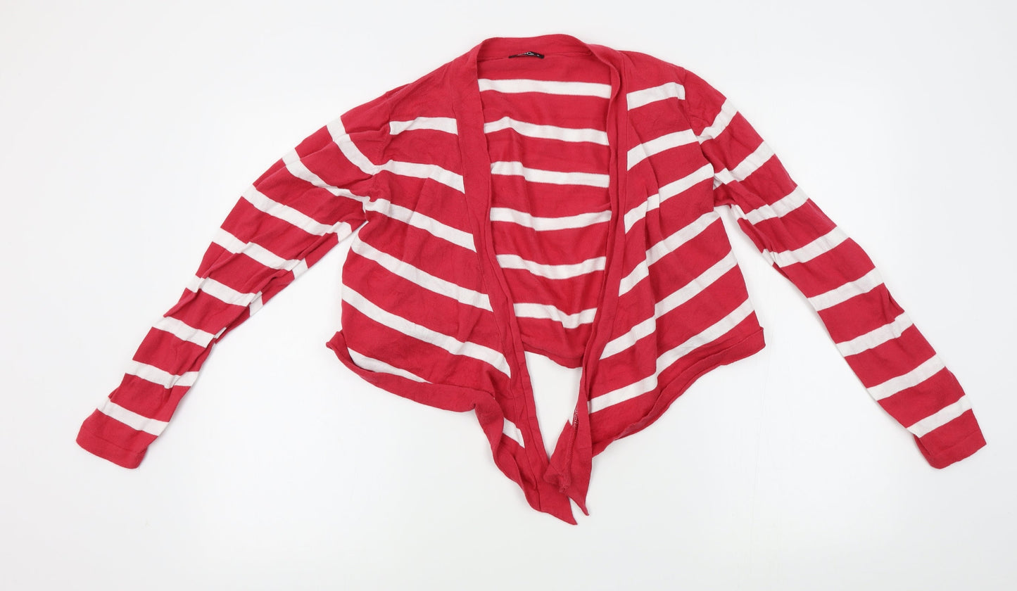 M&Co Womens Red Striped  Cardigan Jumper Size M