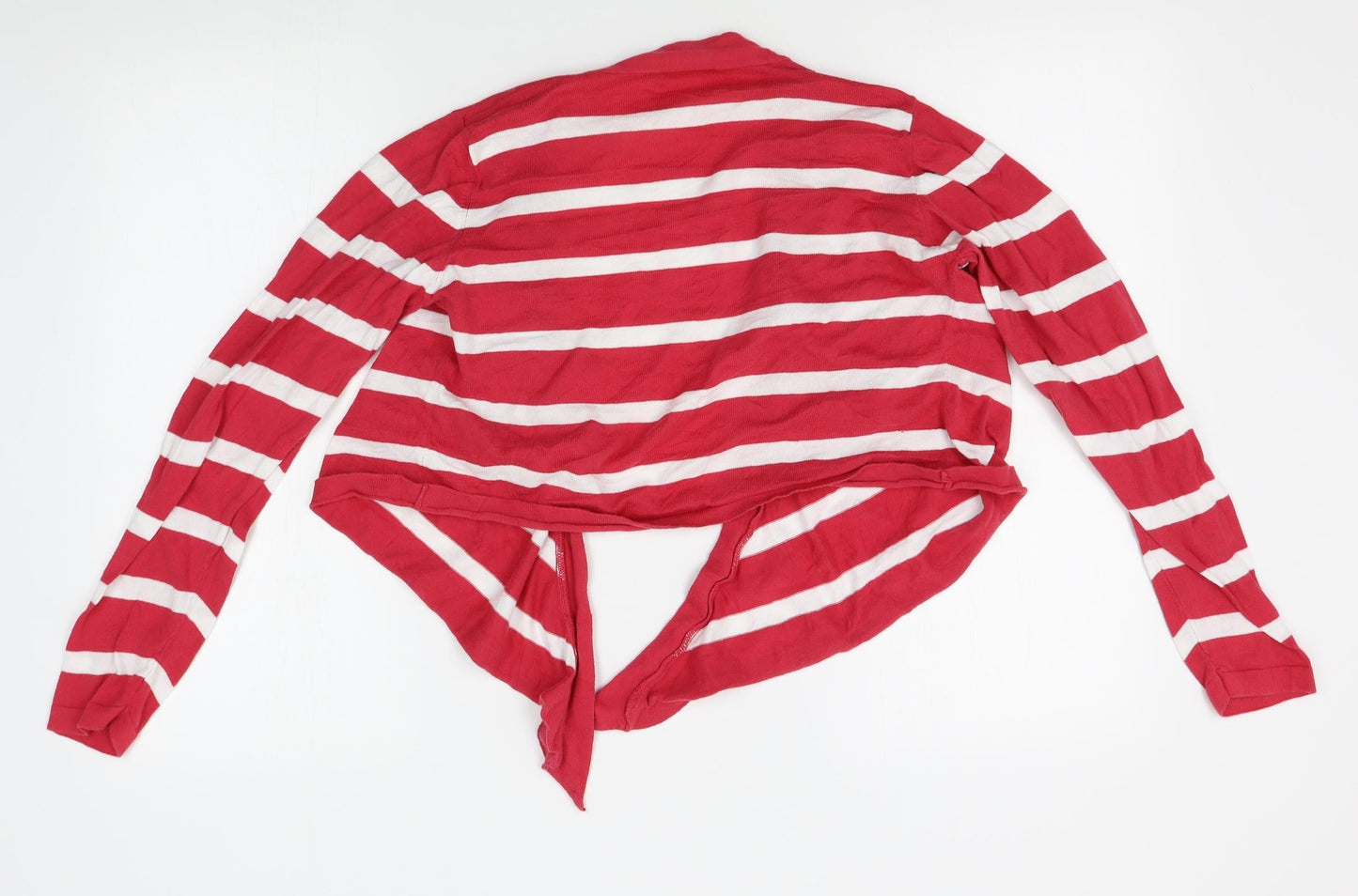 M&Co Womens Red Striped  Cardigan Jumper Size M