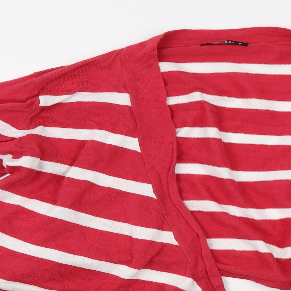 M&Co Womens Red Striped  Cardigan Jumper Size M