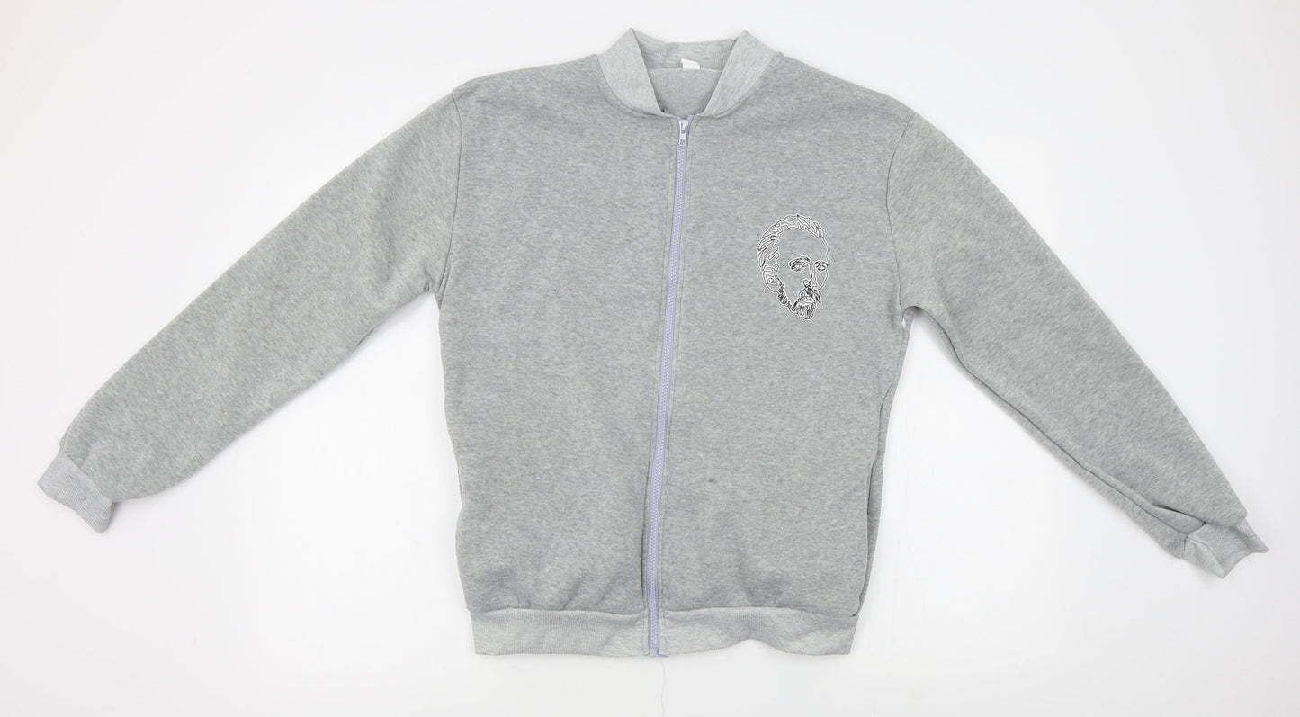 Preworn Mens Grey   Full Zip Sweatshirt Size L  - abstract face